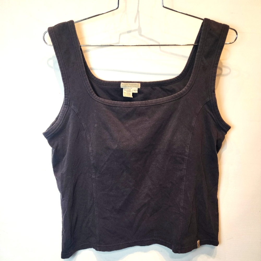 Royal Robbins Scoop Neck Black Tank Top XL Built in‎ Shelf Bra Stretch